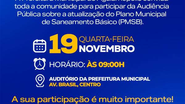 Prefeitura promoverá audiência pública sobre o Plano Municipal de Saneamento Básico