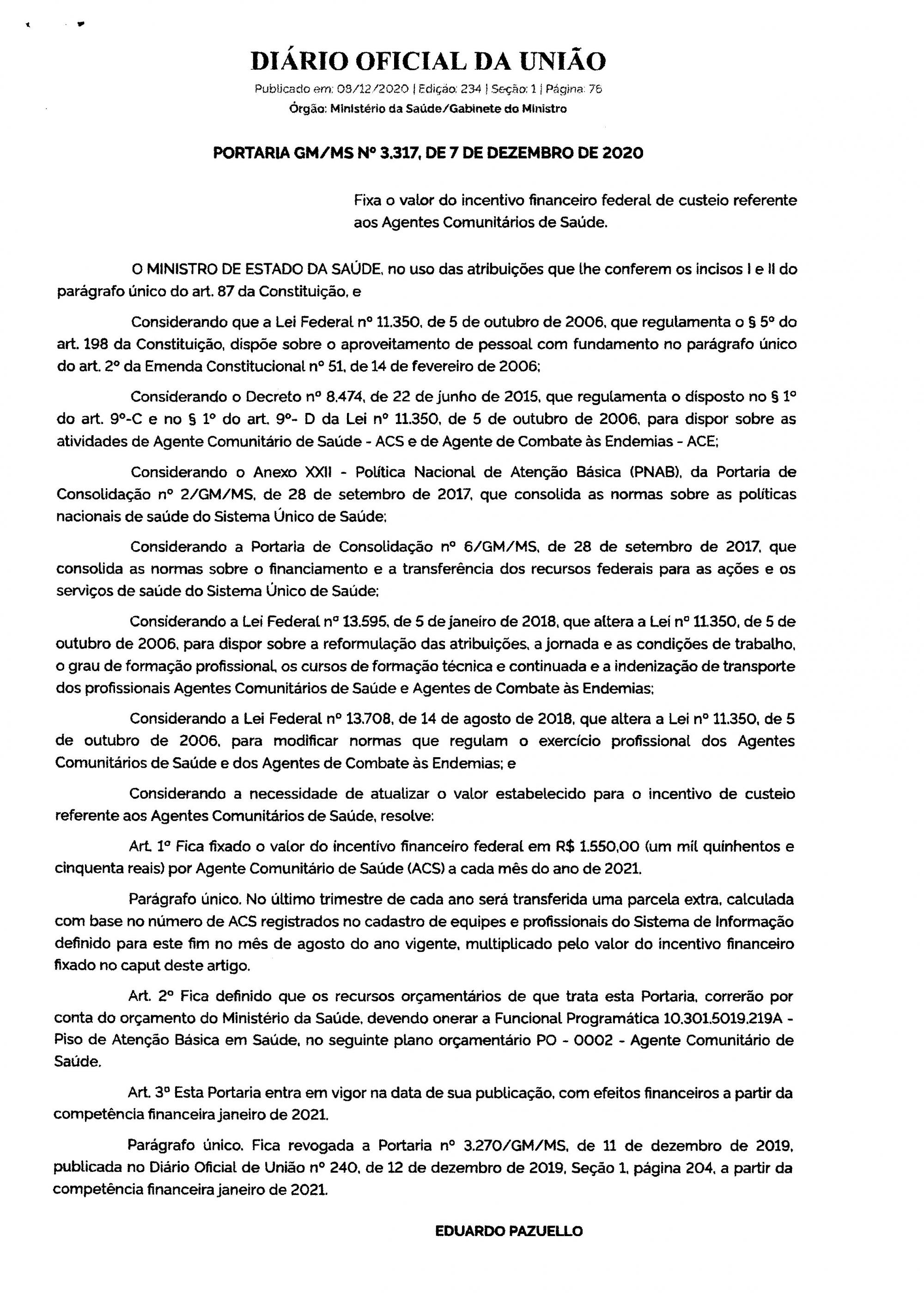 
Prefeito Wanderly  Sanciona Lei que reajusta Piso Salarial dos Agentes de Saúde e de Combate às Endemias
